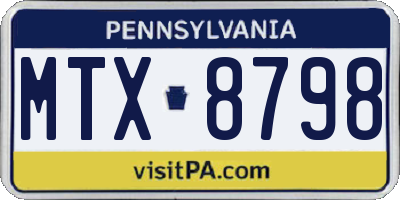 PA license plate MTX8798