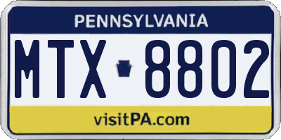 PA license plate MTX8802