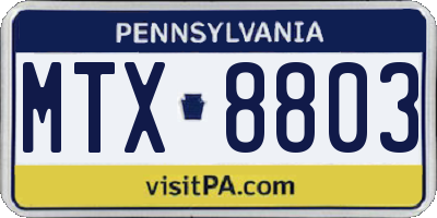 PA license plate MTX8803