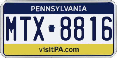 PA license plate MTX8816