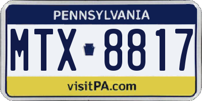 PA license plate MTX8817