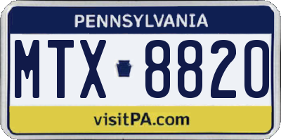 PA license plate MTX8820