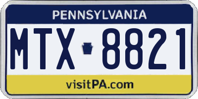 PA license plate MTX8821