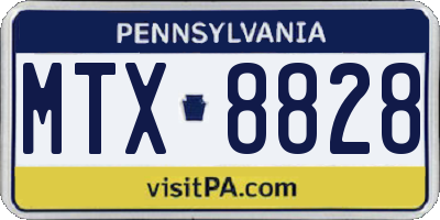 PA license plate MTX8828