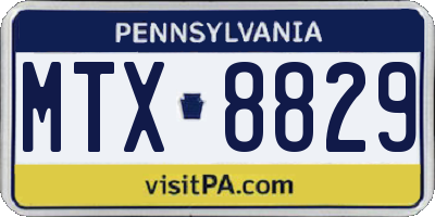 PA license plate MTX8829