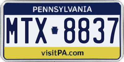 PA license plate MTX8837