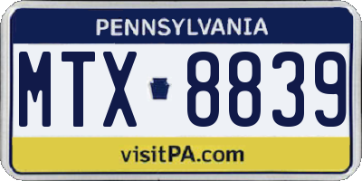 PA license plate MTX8839