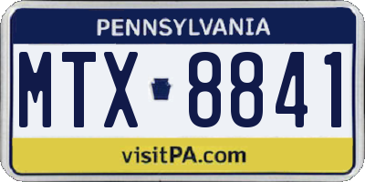 PA license plate MTX8841
