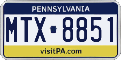 PA license plate MTX8851
