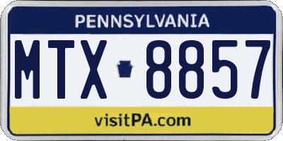 PA license plate MTX8857