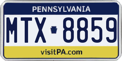 PA license plate MTX8859