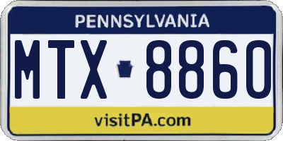 PA license plate MTX8860