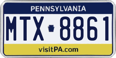 PA license plate MTX8861