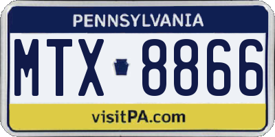 PA license plate MTX8866