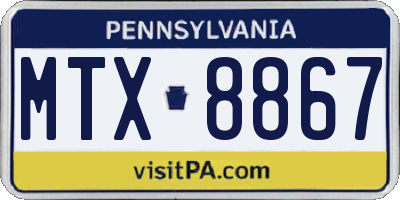 PA license plate MTX8867