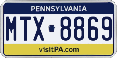 PA license plate MTX8869