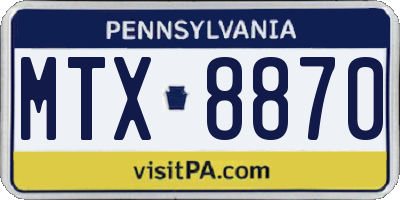 PA license plate MTX8870