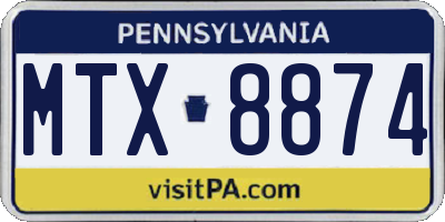 PA license plate MTX8874