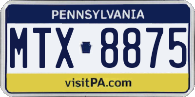 PA license plate MTX8875