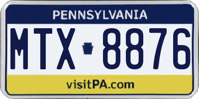 PA license plate MTX8876
