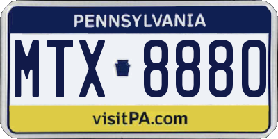 PA license plate MTX8880