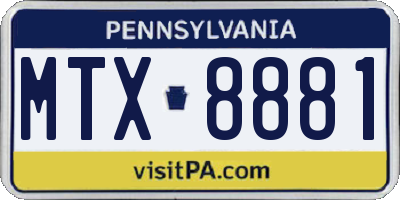 PA license plate MTX8881