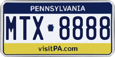 PA license plate MTX8888
