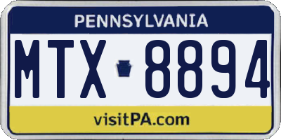 PA license plate MTX8894