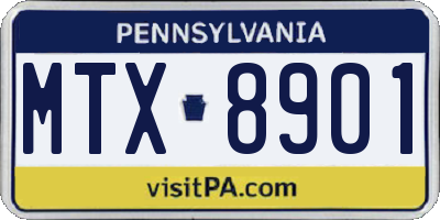 PA license plate MTX8901