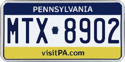 PA license plate MTX8902