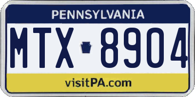 PA license plate MTX8904