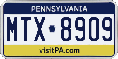 PA license plate MTX8909