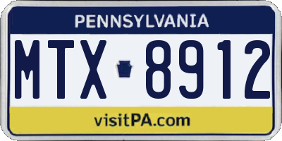 PA license plate MTX8912
