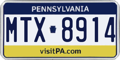 PA license plate MTX8914