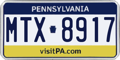 PA license plate MTX8917