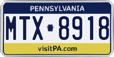 PA license plate MTX8918