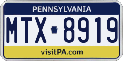 PA license plate MTX8919