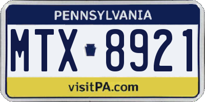 PA license plate MTX8921