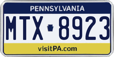 PA license plate MTX8923