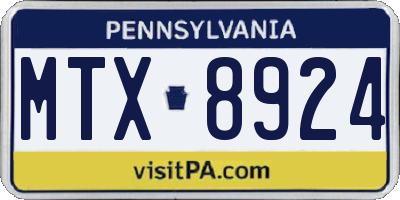 PA license plate MTX8924