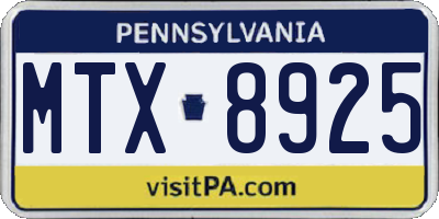 PA license plate MTX8925
