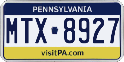 PA license plate MTX8927