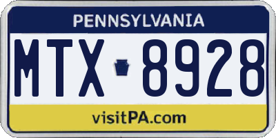 PA license plate MTX8928