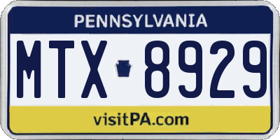 PA license plate MTX8929