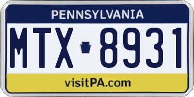 PA license plate MTX8931