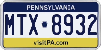 PA license plate MTX8932