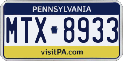 PA license plate MTX8933