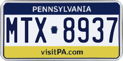 PA license plate MTX8937