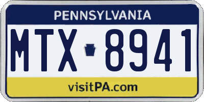 PA license plate MTX8941