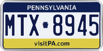 PA license plate MTX8945